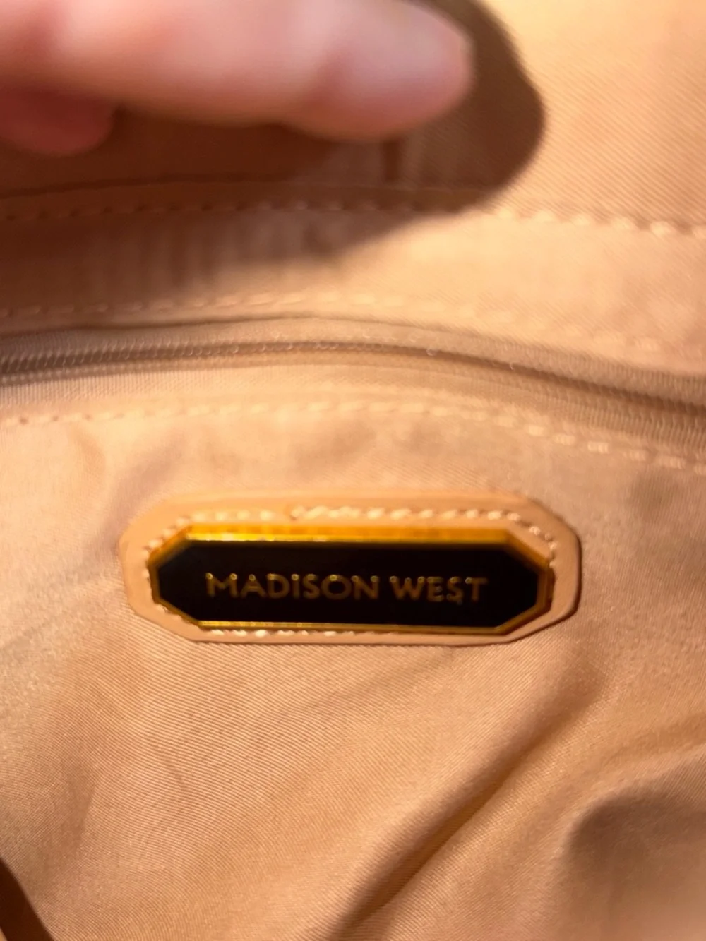 Madison West Leather Shoulder Bag in Peach Tan - Classic Minimalist Design